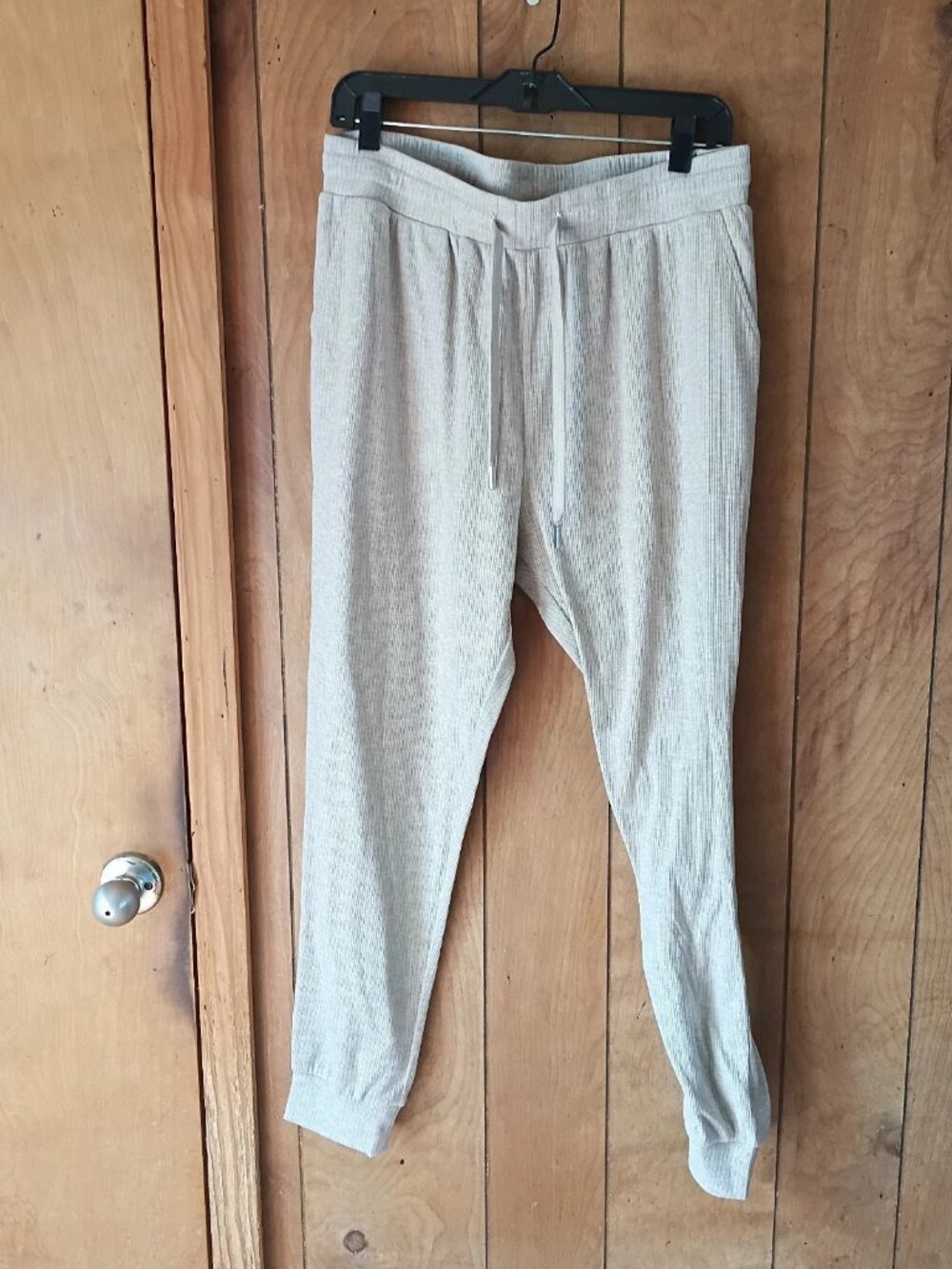 White Birch Ribbed Jogger Pants – Size XL – Beige Neutral – Stretch Lounge Pants